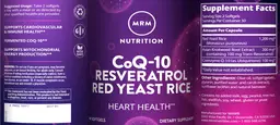 Label for CoQ-10 Resveratrol Red Yeast Rice