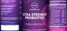 Label for Extra Strength Probiotic 25 Billion Cells