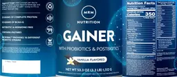 Label for Gainer Vanilla Flavored