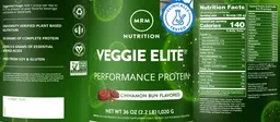 Label for Veggie Elite Cinnamon Bun Flavored