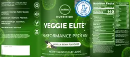 Label for Veggie Elite Vanilla Bean Flavored