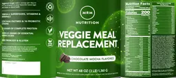 Label for Veggie Meal Replacement Chocolate Mocha Flavored