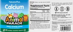 Label for Calcium Vanilla Sundae Flavor