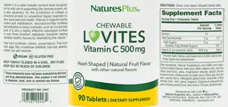 Label for Chewable Lovites Vitamin C 500 mg Natural Fruit Flavor