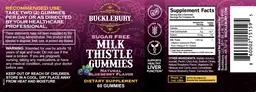 Label for Sugar Free Milk Thistle Gummies Natural Blueberry Flavor