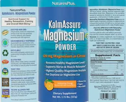 Label for KalmAssure Magnesium Powder 420 mg Refreshing Orange