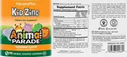 Label for KidZinc Tangerine Flavor