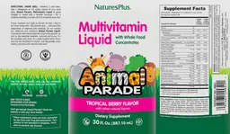 Label for Multivitamin Liquid Tropical Berry Flavor