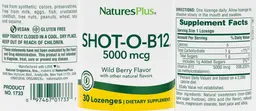 Label for Shot-O-B12 5000 mcg Wild Berry Flavor