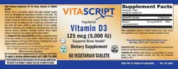 Label for Vitamin D3 125 mcg (5,000 IU)
