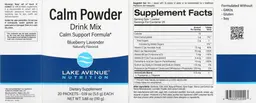 Label for Calm Powder Drink Mix Blueberry Lavender