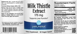 Label for Milk Thistle Extract 175 mg