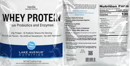 Label for Whey Protein Plus Probiotics and Enzymes Vanilla