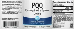 Label for PQQ 20 mg
