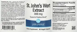 Label for St. John's Wort Extract 300 mg