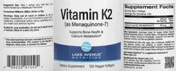 Label for Vitamin K2 (as Menaquinone-7)