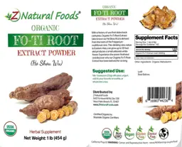 Label for Organic Fo-Ti Root Extract Powder (Ho Shou Wu)