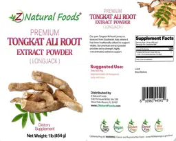 Label for Premium Tongkat Ali (Longjack) Root Extract Powder