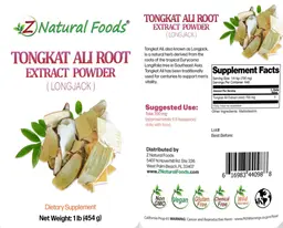 Label for Tongkat Ali (Longjack) Root Extract Powder