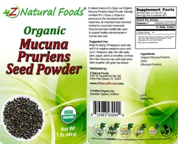 Label for Organic Mucuna Pruriens Seed Powder
