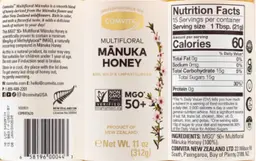 Label for Multifloral Manuka Honey MGO50+