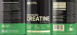Label for Micronized Creatine Powder Unflavored