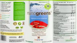 Label for NanoGreens10 Natural Strawberry Flavor