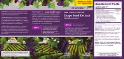 Label for Grape Seed Extract Plus Resveratrol 325 mg