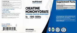 Label for Creatine Monohydrate 5g Unflavored