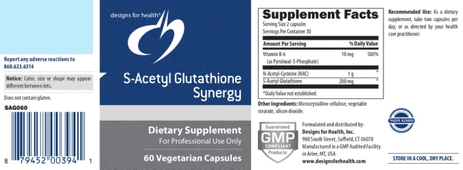 Label for S-Acetyl Glutathione Synergy