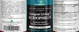 Label for Longest Living Acidophilus