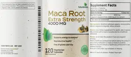 Label for Maca Root Extra Strength 4000 mg