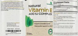 Label for Natural Vitamin E 400 IU Complex
