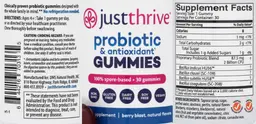 Label for Probiotic & Antioxidant Gummies Berry Blast