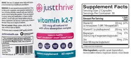 Label for Vitamin K2-7