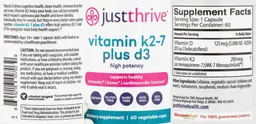 Label for Vitamin K2-7 plus D3