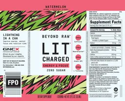 Label for LIT Charged Watermelon Zero Sugar