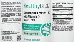 Label for Lactobacillus reuteri LRC 5 Billion CFU with Vitamin D