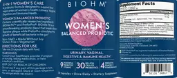 Label for Women's Balanced Probiotic
