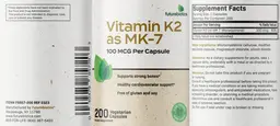 Label for Vitamin K2 as MK-7 100 mcg