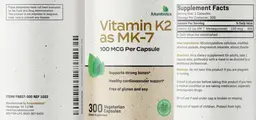 Label for Vitamin K2 as MK-7 100 mcg