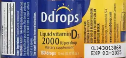 Label for Liquid Vitamin D3 2000 IU