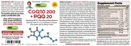 Label for CoQ10 200 + PQQ 20