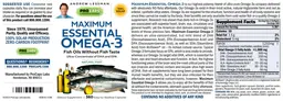 Label for Maximum Essential Omega-3 Natural Mint