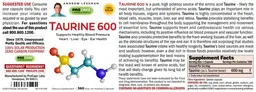 Label for Taurine 600