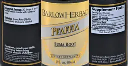 Label for Pfaffia Suma Root Tincture