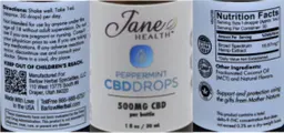 Label for CBD Drops Peppermint 500 mg