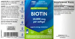 Label for Biotin 10,000 mcg