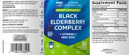Label for Black Elderberry Complex + Vitamin C and Zinc Natural Berry Flavor