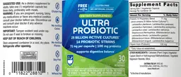 Label for Ultra Probiotic 71 mg Prebiotics 100 mg